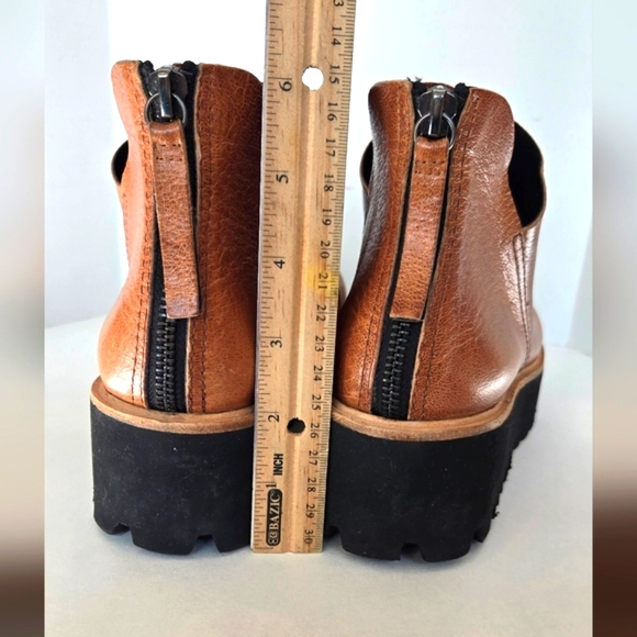 ANTHROPOLOGIE ×ALL Black Brown Tan  Leather Boots with Chunky Sole Platform - Picture 9 of 12